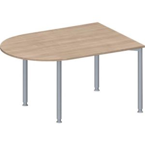 chäfer Shop Genius Konferenztisch MODENA FLEX, Halbkreis, 4-Fuß Quadratrohr, B 1400 x T 1000 x H 720-840 mm, Eiche Dekor/weißaluminium RAL 9006