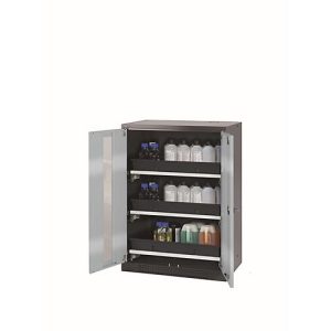 Chemikalienschrank asecos CS-CLASSIC-G, Flügeltüren mit Glasausschnitt, Front asecos Silber, B 810 x T 520 x H 1105 mm