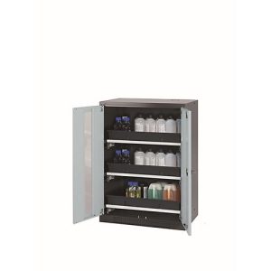 Chemikalienschrank asecos CS-CLASSIC-G, Flügeltüren mit Glasausschnitt, Front Lichtgrau, B 810 x T 520 x H 1105 mm