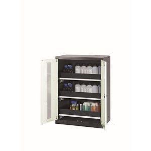 Chemikalienschrank asecos CS-CLASSIC-G, Flügeltüren mit Glasausschnitt, Front Reinweiß, B 810 x T 520 x H 1105 mm