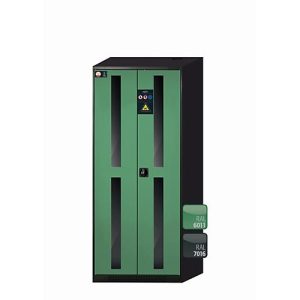 Chemikalienschrank asecos CS-CLASSIC-G, Flügeltüren mit Glasausschnitt, Front Resedagrün, B 810 x T 520 x H 1950 mm