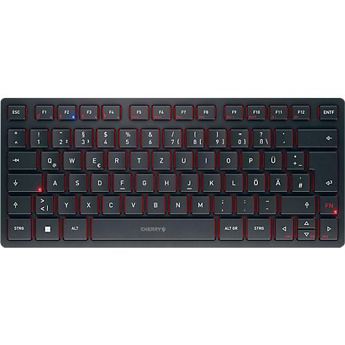 Cherry Multi-Device Tastatur KW 9200 Mini, 2x Bluetooth 5.0, 2.4 GHz Funk- und USB-C-Kabelkanal, wiederaufladbar, schwarz