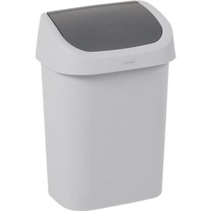 Curver Abfallbehälter Mistral, Swingdeckel, 100% recycelter Kunststoff, B 250 x T 179 x H 357 mm, 10 Liter, grau/anthrazit