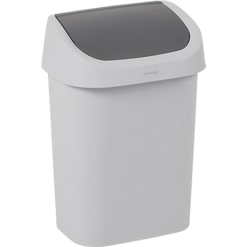 Curver Abfallbehälter Mistral, Swingdeckel, 100% recycelter Kunststoff, B 250 x T 179 x H 357 mm, 10 Liter, grau/anthrazit