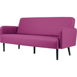 Dreisitzer Sofa easyChair® by Paperflow LISBOA, desinfektionsmittelbeständiger Kunstlederbezug lila, Fußgestell schwarz, B 1760 x T 815 x H 830 mm