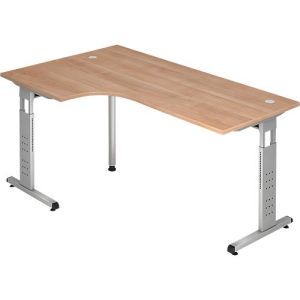 Eckschreibtisch ULM, li. od. rechts, B 2000 x T 1200 x H 650-850 mm, Nussbaum-Dekor