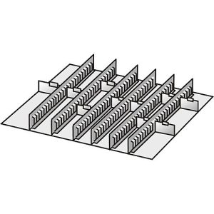 Einrichtungs-Sortiment, 6 Zwischenstege/10 Trennwände, 50 mm, Stahlblech