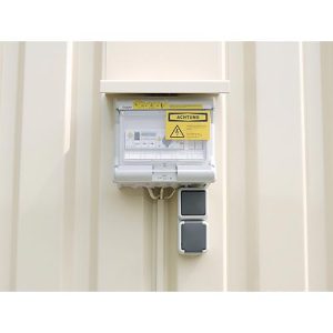 Elektroinstallationspaket für Materialcontainer MC 1100-1600, gemäß VDE, LED-Leuchte mit 9 W & 4000 K, Festanschluss, Schuko-Steckdose, IP44