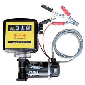 Elektropumpe CEMO Cematic 3000/12 K33 AZ, 12V, 40 l/min, selbstansaugend, Zählwerk, Zapfpistole, 4 m Befüllschlauch