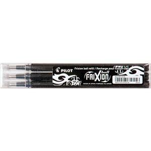 Ersatzminen PILOT, für Tintenroller FRIXION, 0,4 mm Strichstärke, radierbar, 3 Stück, schwarz