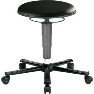 ESD Drehhocker, Kunstleder, mit Rollen, schwarz