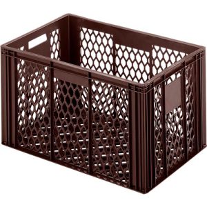 Euro Box Bäcker-Kasten, lebensmittelecht, Inhalt 79,8 L, durchbrochene Version, braun