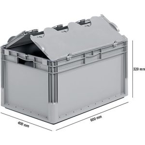 Euro Box Leichtbehälter ELB 6320, aus PP, Inhalt 64 L, mit Deckel, grau