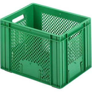 Euro Box Obst- und Gemüsekasten, lebensmittelecht, Inhalt 20,2 L, durchbrochene Version, grün