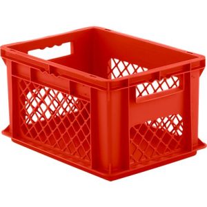 Euro Box Serie EF 4221, aus PP, Inhalt 20,4 L, durchbrochene Wände, Durchfassgriff, rot