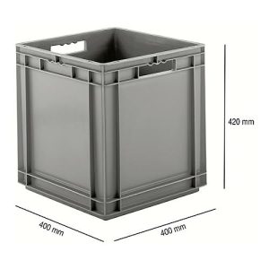Euro Box Serie EF 4440, aus PP, Inhalt 53,9 L, geschlossene Wände, Durchfassgriff, grau