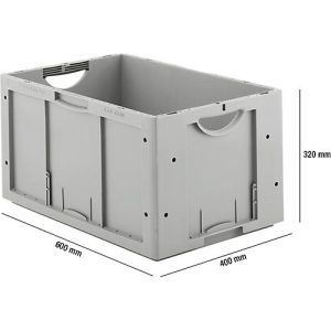 Euro Box Serie LTB 6320, 5-teiliges Sparset, aus Polypropylen, Inhalt 61,7 l, ohne Deckel, L 600 x B 400 x H 320 mm, grau