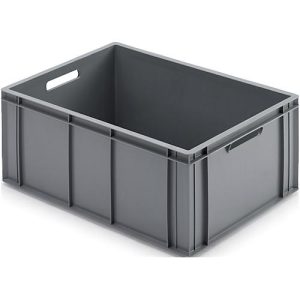 Eurokasten Ringoplast, 55 l, lebensmittelgeeignet, geschlossen, 2 Durchfassgriffe, L 600 x B 400 x H 273 mm, Kunststoff, grau