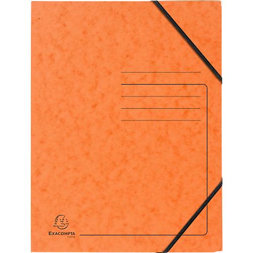 Exacompta Eckspannmappe, DIN A4, mit Gummizug, beschriftbar, Colorspan-Karton, 355 g/m², orange