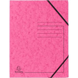 Exacompta Eckspannmappe, DIN A4, mit Gummizug, beschriftbar, Colorspan-Karton, 355 g/m², rosa
