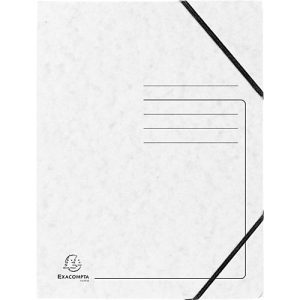 Exacompta Eckspannmappe, DIN A4, mit Gummizug, beschriftbar, Colorspan-Karton, 355 g/m², weiß