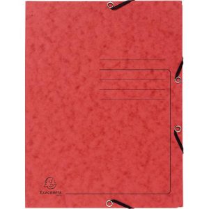 Exacompta Sammelmappe, DIN A4, mit Gummizug, 3 Klappen, beschriftbar, Colorspan-Karton, 355 g/m², rot