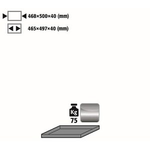 Fachboden Standard für asecos Sicherheitsschränke der S-30 und K-30 Serie, Edelstahl 1.4301, B 468 x T 500 x H 40 mm, bis 75 kg
