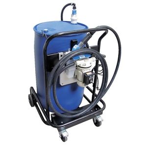 Fahrbare Tankanlage für Fässer CEMO Bluetroll Mobil, Cematic Blue Pumpensystem BASIC AZV für IBC mit Fahrgestell, Automatik-Zapfventil, 30l/min