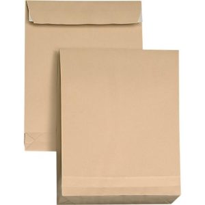 Faltentaschen, DIN B4, braun, haftklebend, ohne Fenster, 5 Stück