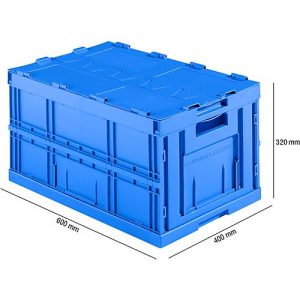 Faltkasten im EURO-Maß FK E-D-6320-2, mit Deckel, 64 l, blau