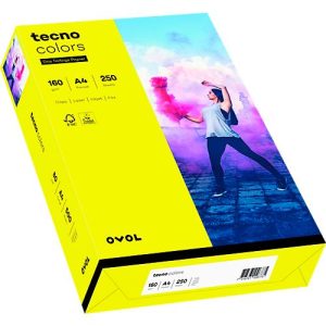 Farbiges Kopierpapier tecno colors, DIN A4, 160 g/m², gelb, 1 Paket = 250 Blatt