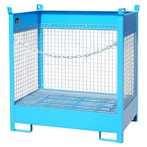 Fass-Stapelpalette Bauer FSP-2 D, Wände aus Drahtgitter, für 2 x 200 l Fass, blau