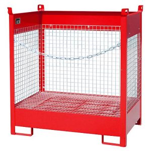 Fass-Stapelpalette Bauer FSP-2 D, Wände aus Drahtgitter, für 2 x 200 l Fass, rot