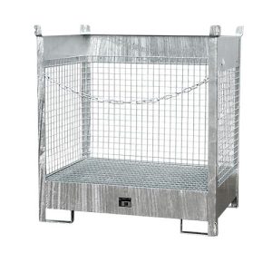 Fass-Stapelpalette Bauer FSP-2 D, Wände aus Drahtgitter, für 2 x 200 l Fass, verzinkt