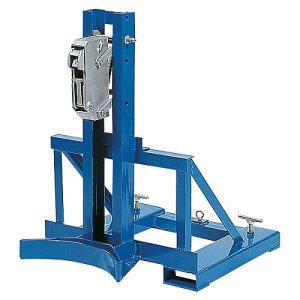 Fassheber asecos, als Stapleranbau, Stahl pulverbeschichtet, B 710 x T 890 x H 975 mm, für 1 Fass, Traglast 350 kg