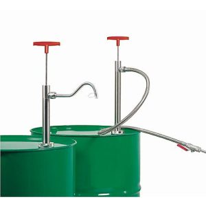 Fasspumpe, 0,35 l/Hub, Edelstahl, Eintauchtiefe 570 mm, abschraubbarer Auslaufbogen, für entzündbare Flüssigkeiten