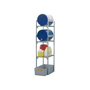 Fassregal Typ 120 Variante 3 CEMO, mit Fass- und Gitterrostauflage, B 450 x H 1310 x T 820 mm