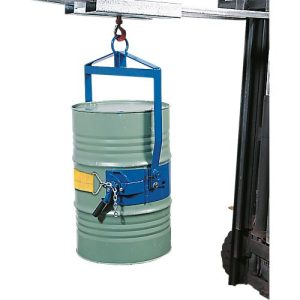 Fasswendezange, Stahl, blau, mit arretierbarer Klammer, für 200 l Stahlfässer, bis 300 kg