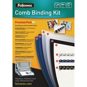 Fellowes Plastikbindung Premium-Kit, Binderücken u. Deckblätter, f. 20 Dokumente
