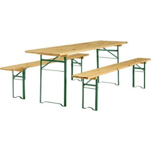 Festzeltgarnitur, 1 Tisch und 2 Bänke, extra groß, 3er-Set