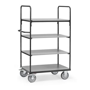 fetra Etagenwagen ‚Grey Edition‘, Stahl, anthrazitgrau, 4 Etagen, L 1200 x B 800 mm, bis 600 kg