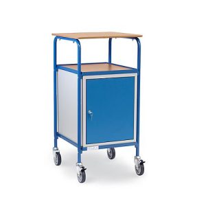 fetra® Rollpult mit Schrank, 4 Lenkrollen, Flügeltür, 3 Böden, Schreibfläche 605 x 591 mm