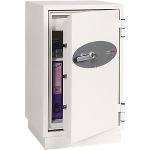 Feuerschutzschrank FS 0442, Schlüsselschloss, B 520 x T 520 x H 820 mm, Stahl, signalweiß RAL 9003