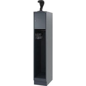 Feuerwehrspind C+P Evolo Youngster, 1 Abteil, mit Helmhalter, mit Sockel, B 300 x T 500 x H 1630 mm, RAL 7016 Anthrazitgrau