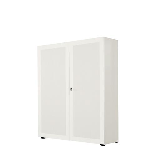 Flügeltürenschrank, 2-türig, Akustikfront, 1000 x 1930 mm, 5 OH, weiß