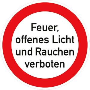 Folie ‚Feuer, offenes Licht und Rauchen verboten‘, 5 Stück