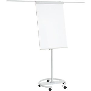 Franken Flipchart ECO Mobil F2400/N, 5 Rollen, höhenverstellbar, magnethaftend, 2 Seitenarme, Ablageschale, Kunststoff & Metall, Tafel 680 x 1050 mm