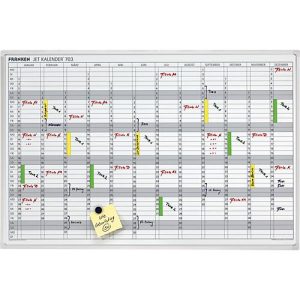 Franken Jahreskalender JetKalender JK703, magnethaftend, Ablageschale, B 900 x H 600 mm, Stahl & Aluminium, weiß