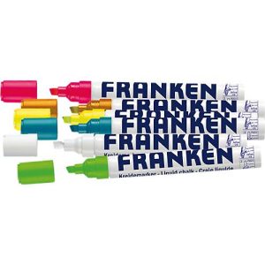 Franken Kreidemarker Set ZKM97, 6 farblich sortiert, Keilspitze, Strichstärke 2 – 5 mm