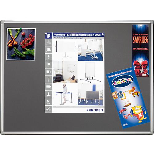 Franken Pinnwandtafel PRO, Filz, Wandmontage im Hoch- & Querformat, Aluminiumrahmen, grau, 1800 x 900 mm